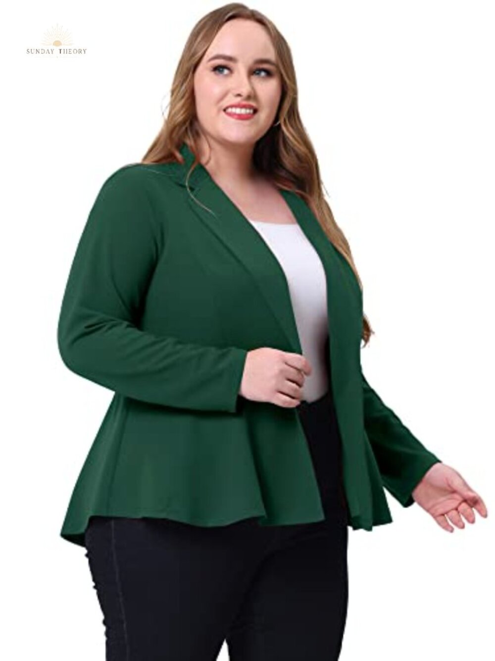 Plus Size Notch Peplum Blazer for Women Business Work Office